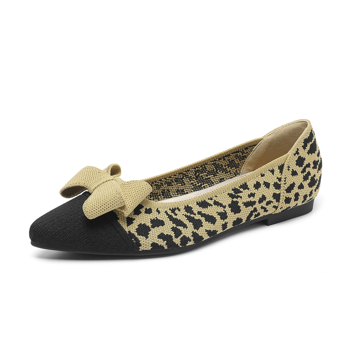 ニットリボン付きポインテッドトゥフラットシューズ - 1011197656 - emiwalk