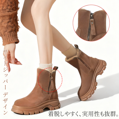 サイドジッパー設計 ショートブーツ スムーズな着脱イメージ