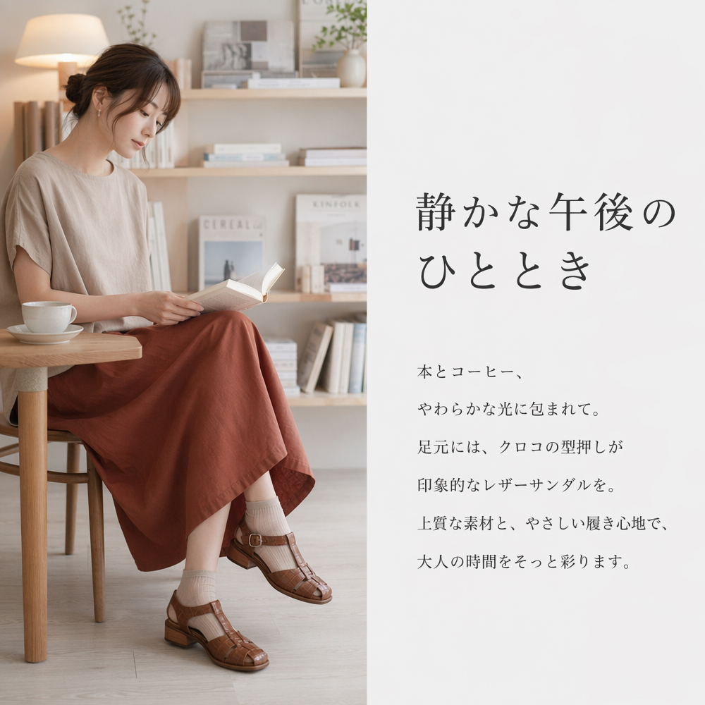  柔らかい編み込みストラップのグルカサンダル レディース