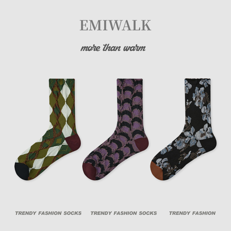 チェックドット柄ソックス-emiwalk