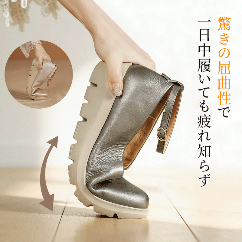 本革ストラップパンプス 歩行をサポートする驚きの屈曲性とアウトソールの柔軟性