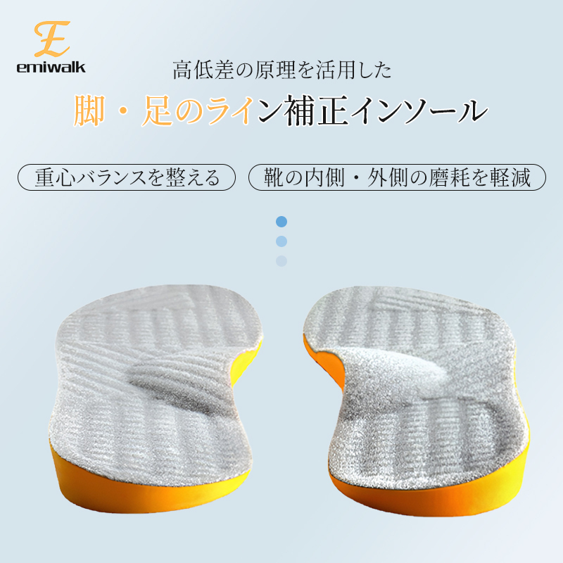 O脚・X脚のラインを整える重心バランス補正インソール 商品の全体構造と補正機能
