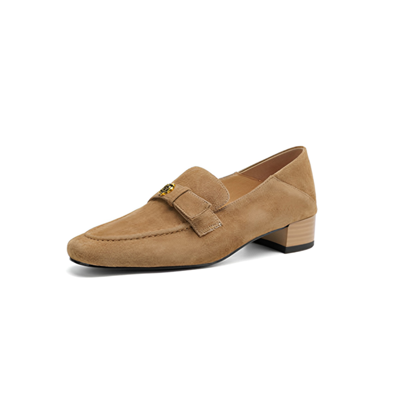 2025年秋冬新作ローファー｜本革（頭層羊スエード）使用｜裏地あり／なし2タイプ｜カメリア装飾付き - 1011094823 - emiwalk