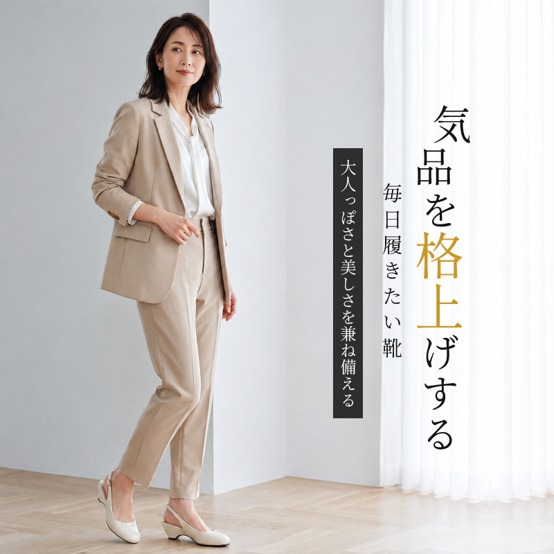 本革スクエアトゥローファー メタルバックル・サイドシルエット