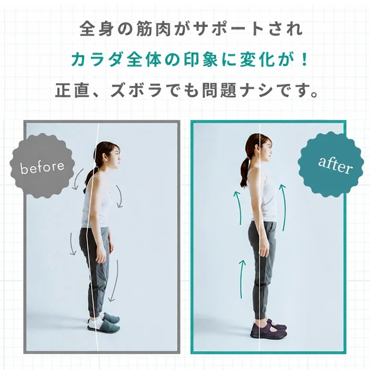Emiwalk メッシュパンプス 姿勢変化 比較イメージ