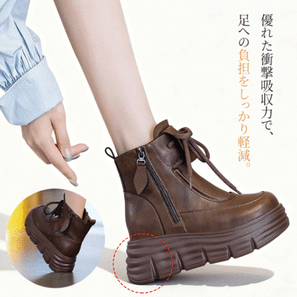 厚底ショートブーツ 衝撃吸収ソール 足への負担軽減イメージ