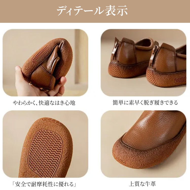 ファスナー付きのかかと部分など細部のディテール表示