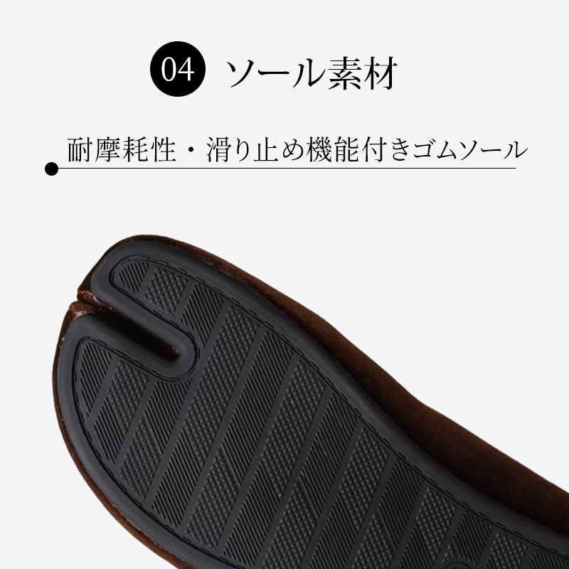耐摩耗性と滑り止め機能を備えたゴム製ソールの裏面デザイン