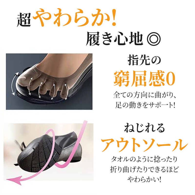 タオルを絞るようにねじれるほど柔らかい超やわらかアウトソールの柔軟性イメージ