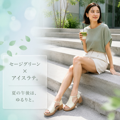 夏向けソフトレザー・オープントゥサンダル