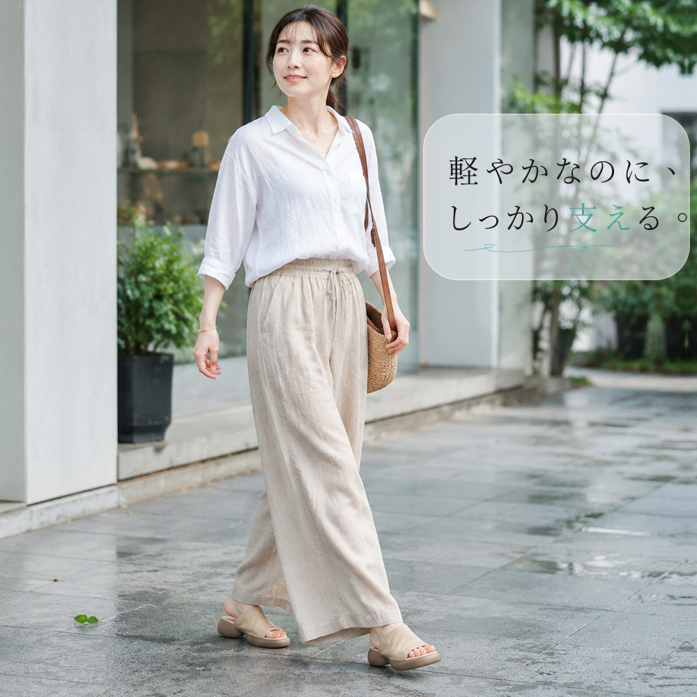 【履くだけで美脚効果◎】4E ワイド設計 本革 厚底 サンダル レディース 甲深 アッパー やわらか天然皮革 美足 ミュール 痛くない 締め付けゼロ 楽ちん つっかけ スリッパ ローヒール 250g 軽量 衝撃吸収 疲れない 外反母趾 オフィス 普段履き