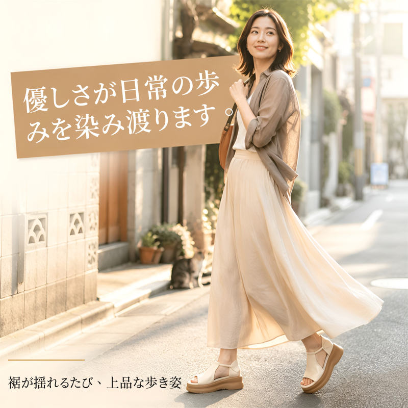 レディース厚底レザーサンダル