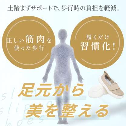 Emiwalk 土踏まずサポート 歩行時の負担軽減図
