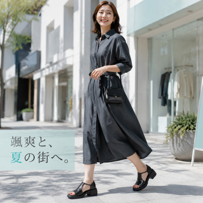 夏向けソフトレザー・オープントゥサンダル