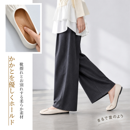 つま先シワデザイン 2cm ローヒール 柔らか通勤パンプス 幅広 ゆったり 痛くない 疲れない 走れる ぺたんこ 柔らかい 屈曲性 4色展開 Emiwalk