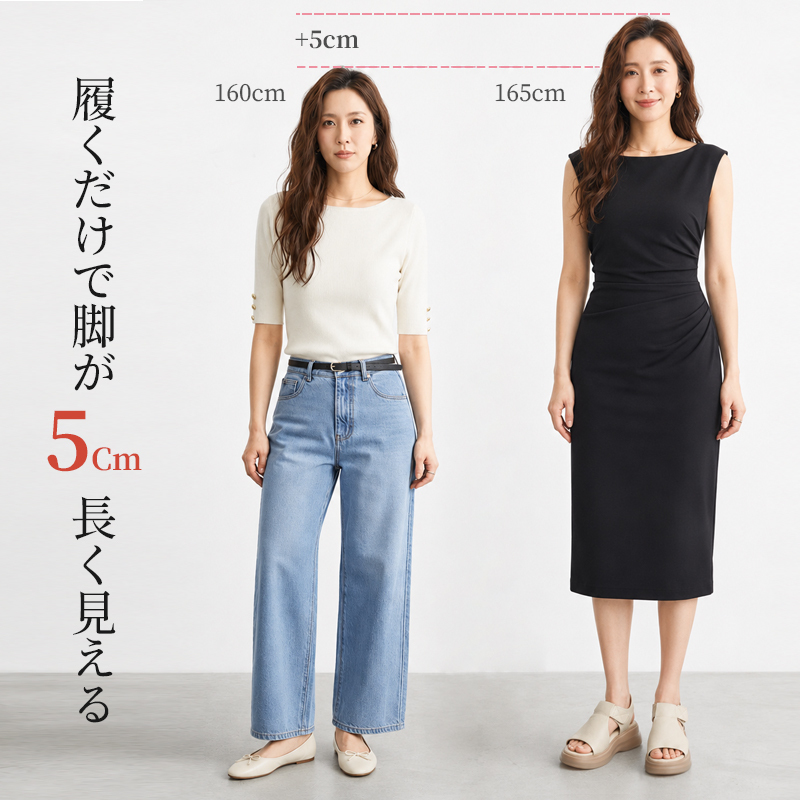 身長別スタッフ着用イメージ 5cmスタイルアップ