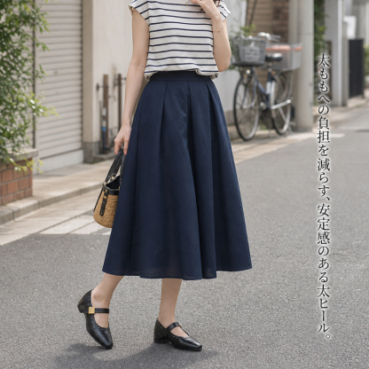 スクエアトゥ ストラップパンプス ローヒール 5cm 痛くない