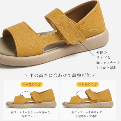 甲の高さに合わせて調整できる外側のワイド面ファスナー構造拡大