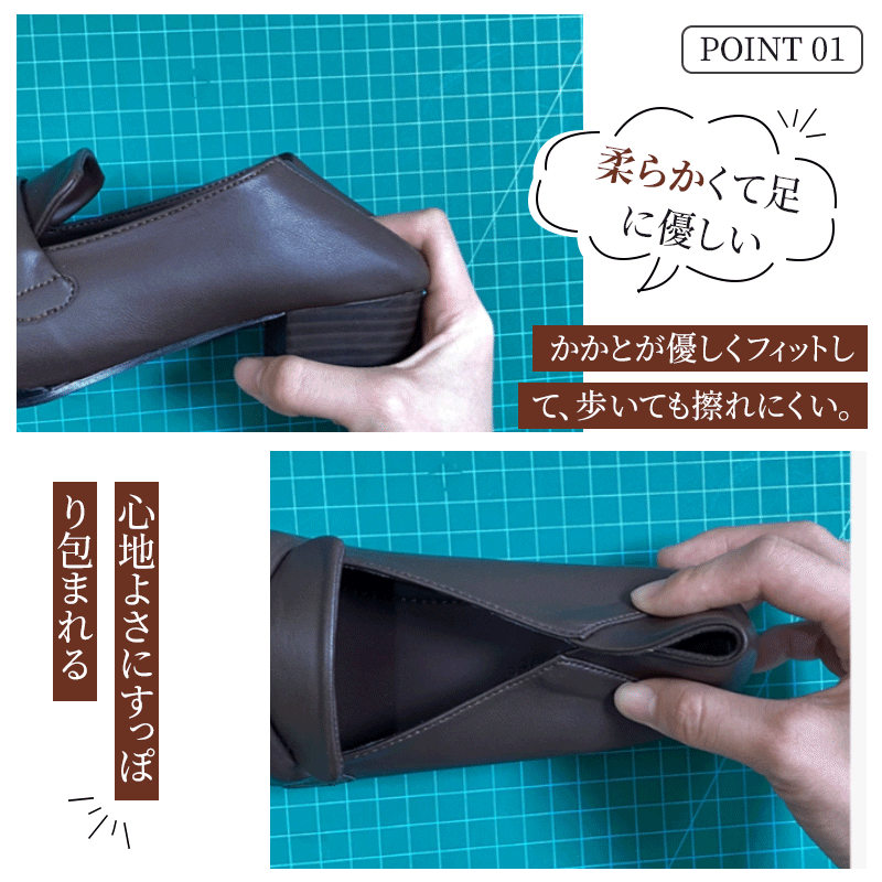 Emiwalk 通勤ペニーローファー 3cm ブロックヒール 高級レザー 豚革インソール ゴム底 オフィスシューズ