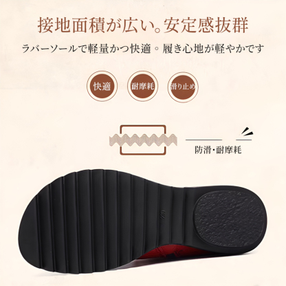 接地面積が広く安定感のある防滑・耐磨耗ラバーソールの構造