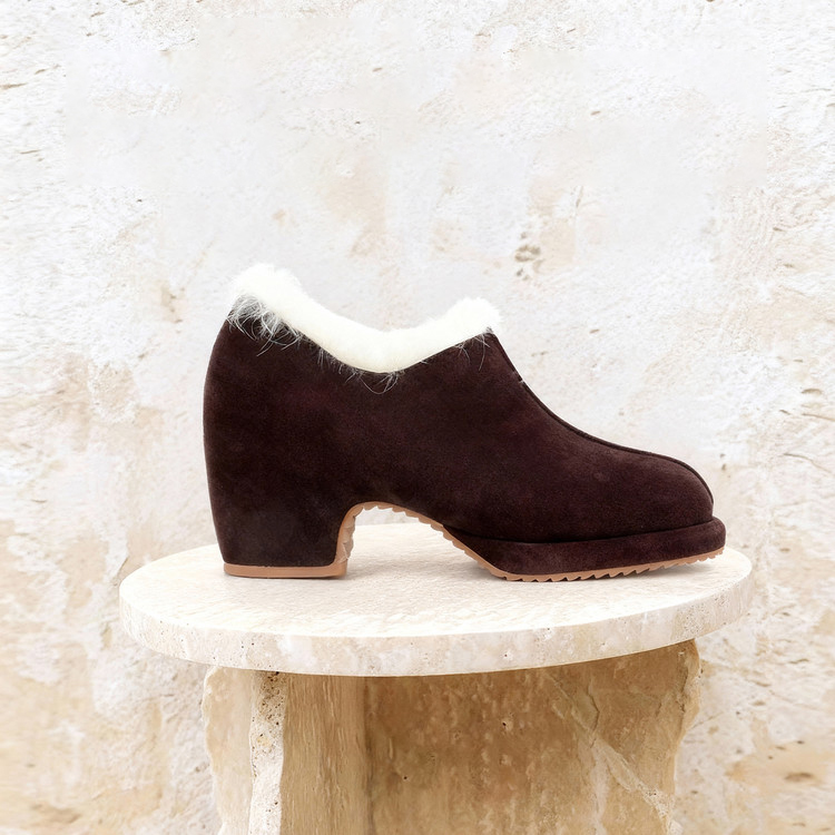 ラビットファー内裏・シークレットヒール5.5cmのミュールシューズ - 1011277281 - emiwalk