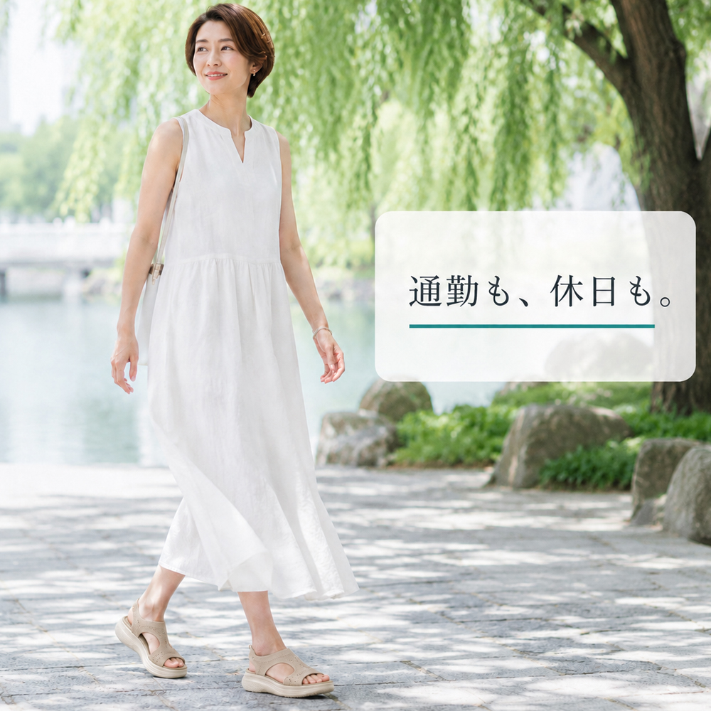 [Emiwalk] ニット サンダル 厚底 軽量 飛び織り 通気性 疲れない 後ろホールド レディース