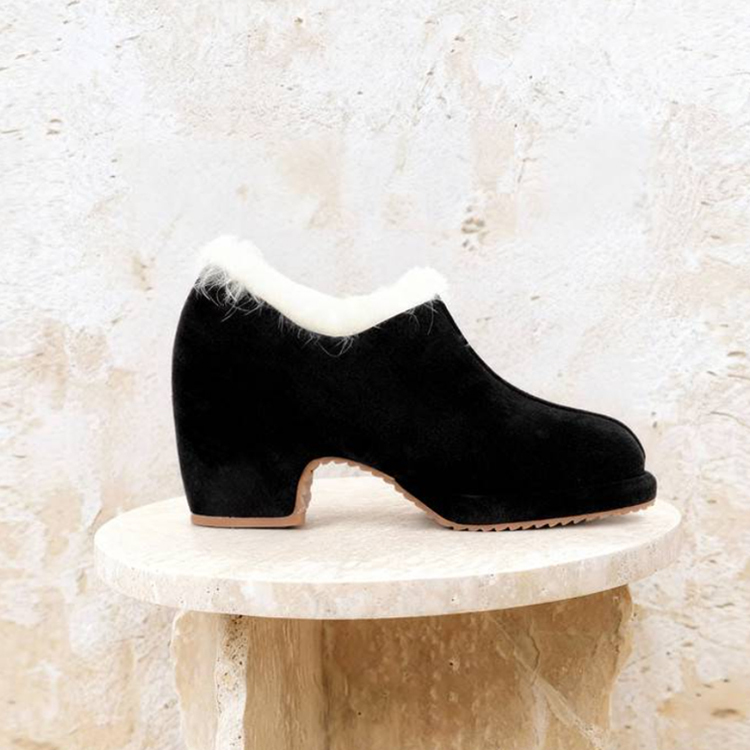 ラビットファー内裏・シークレットヒール5.5cmのミュールシューズ - 1011277281 - emiwalk