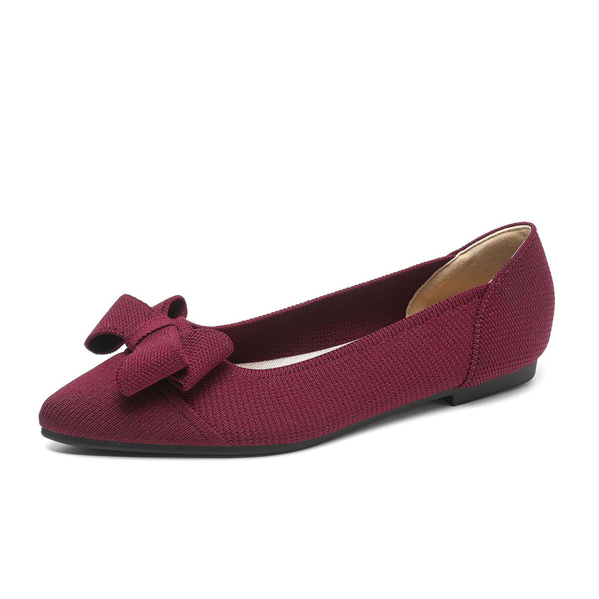ニットリボン付きポインテッドトゥフラットシューズ - 1011197656 - emiwalk