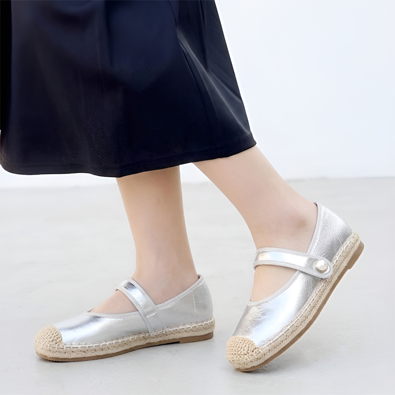 パール飾り フラットシューズ