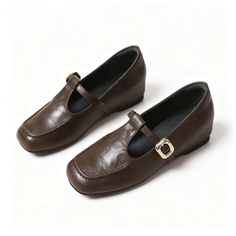 3.5cmインヒール 2Eワイド 疲れないスクエアトゥパンプス - Emiwalk