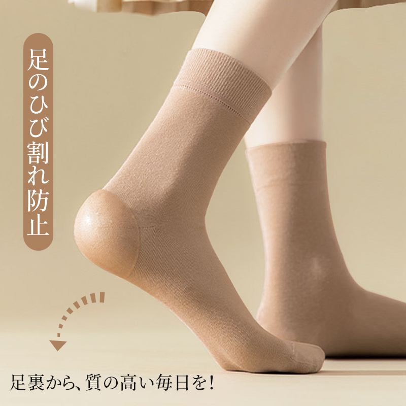 足のひび割れ防止 かかと保湿ソックス 背面デザイン 質の高い毎日を