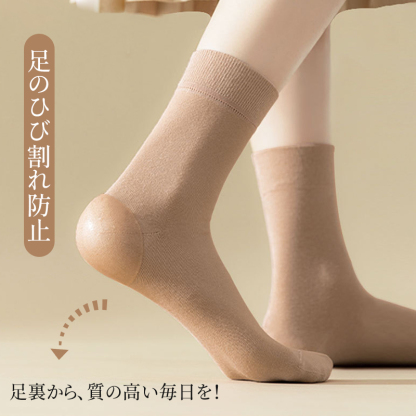 足のひび割れ防止 かかと保湿ソックス 背面デザイン 質の高い毎日を