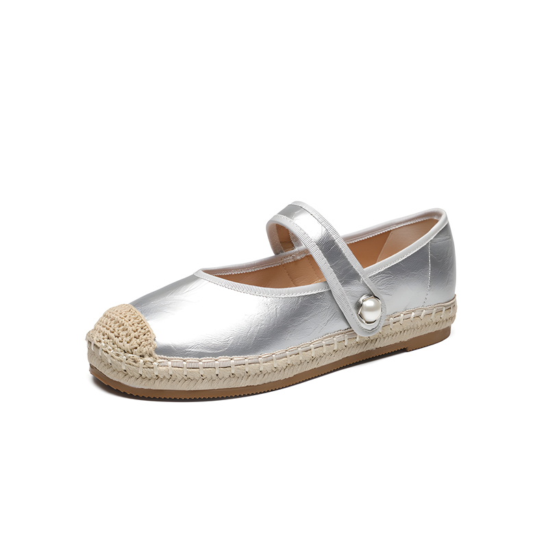 パール飾り フラットシューズ