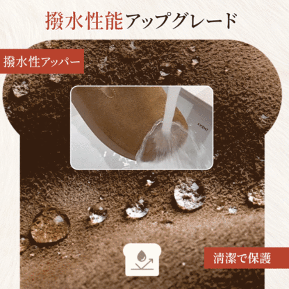 撥水加工アッパーによる優れた水滴の弾きと防汚性能のテスト