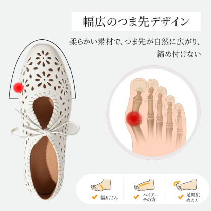 外反母趾対応 幅広つま先設計の構造説明