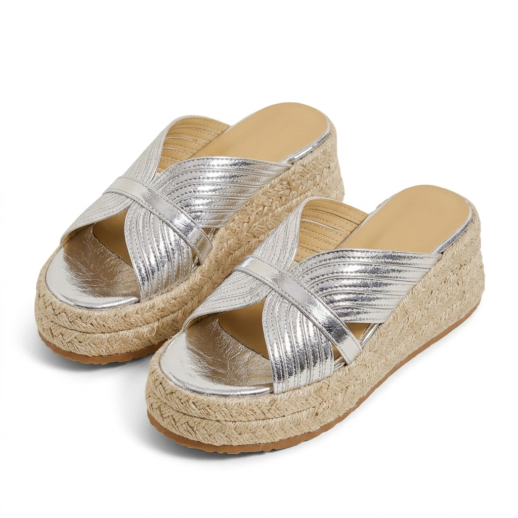 [Emiwalk] ジュート サンダル 厚底 4E 幅広 5cmヒール 軽量 ジュートサンダル 外反母趾 レディース