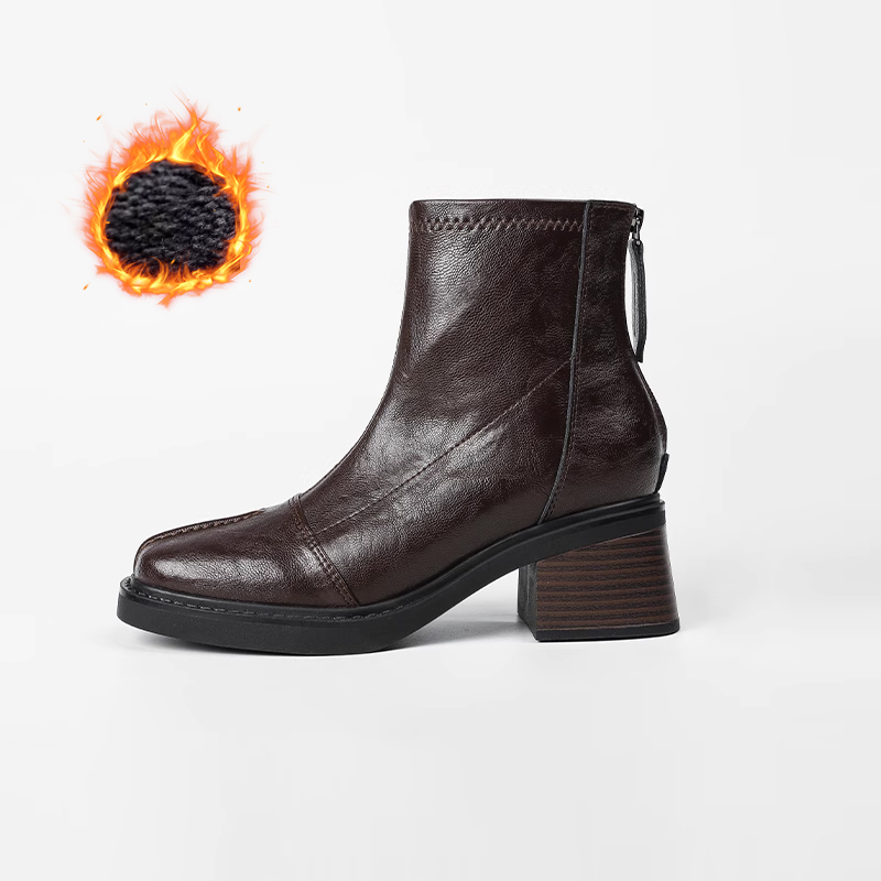 毎日履く人のための柔らか素材ショートブーツ｜スクエアトゥ・太めヒール・幅広対応・軽量