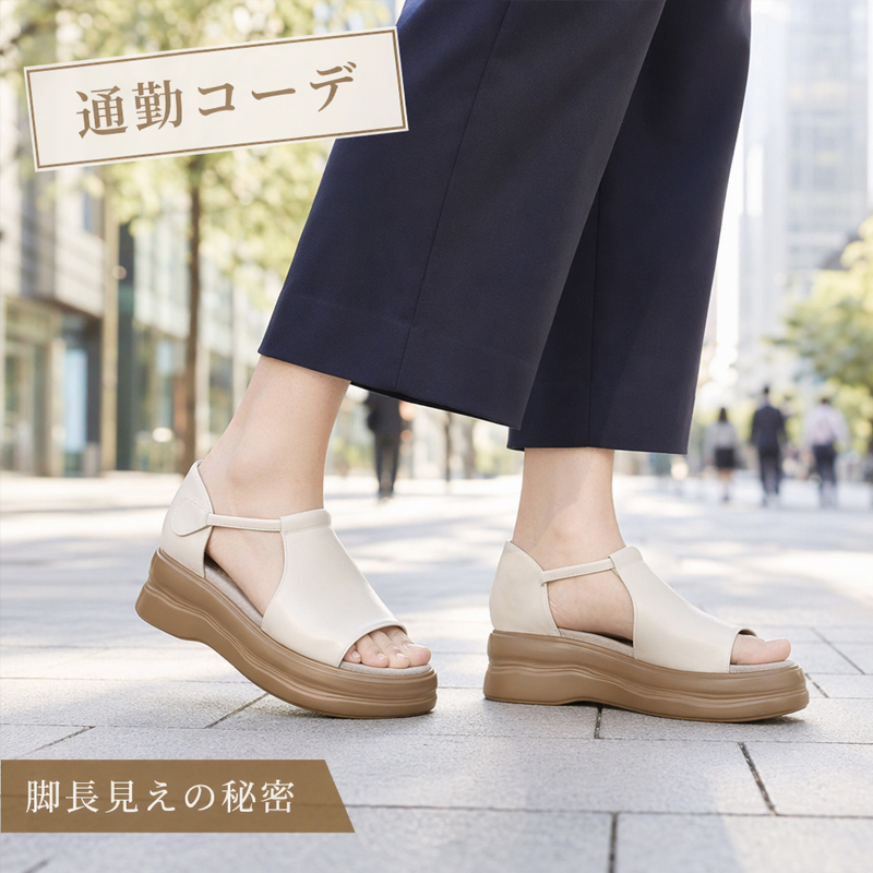 レディース厚底レザーサンダル