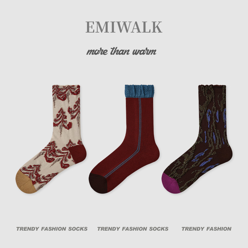 チェックドット柄ソックス-emiwalk