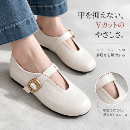 レトロ T ストラップ本革メリージェーンシューズ 4cm 隠しインヒール 豚革インソールゴムソール 老け見えしないリラックスレディースパンプス 通勤・お出かけ・旅行長時間歩行対応