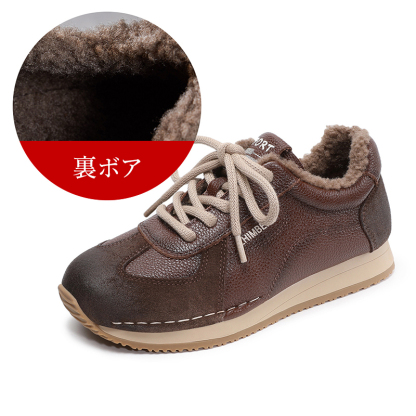 牛革スニーカー 加絨・無絨対応 冬でも快適歩行-emiwalk