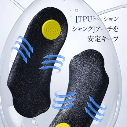TPUトーションシャンクによるアーチの安定キープ機能 インソールの底面構造