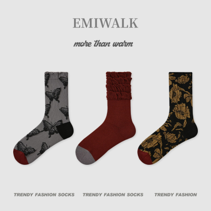 チェックドット柄ソックス-emiwalk