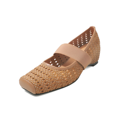 SL-E 編み込みスクエアトゥメリージェーンシューズ