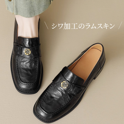 Emiwalkシワ加工のサザンカ付きローファー - 1010815311 - emiwalk