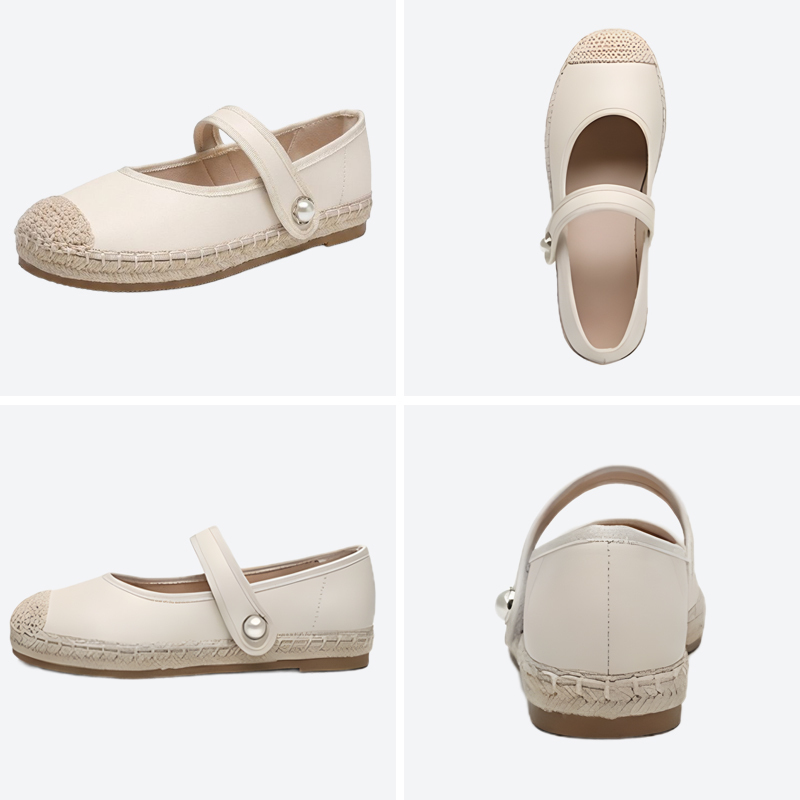 パール飾り フラットシューズ