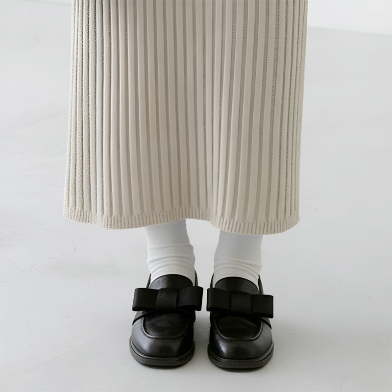  レディース上品リボン付きローファー