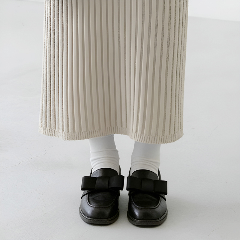  レディース上品リボン付きローファー