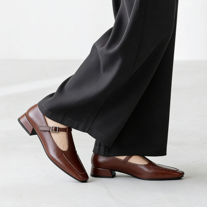 Eフレンチスクエアトゥレトロパンプス