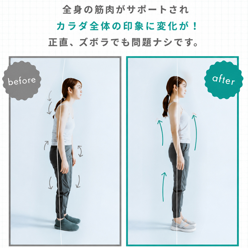 Emiwalk メッシュパンプス 姿勢変化 比較イメージ
